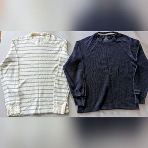 Set of 2 Faded Glory Men's Crew Neck Long Sleeve Thermal Henley Shirts Sz Small